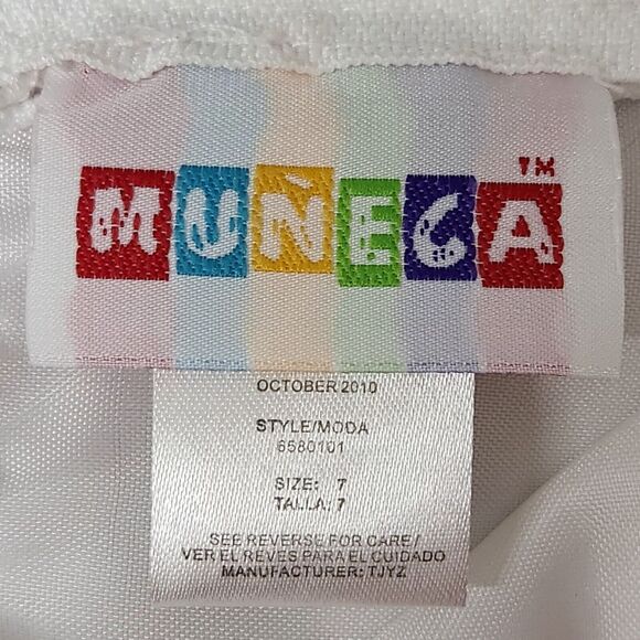 Muneca Size 7 White Party Dress Flower Girl Communion - Picture 6 of 8